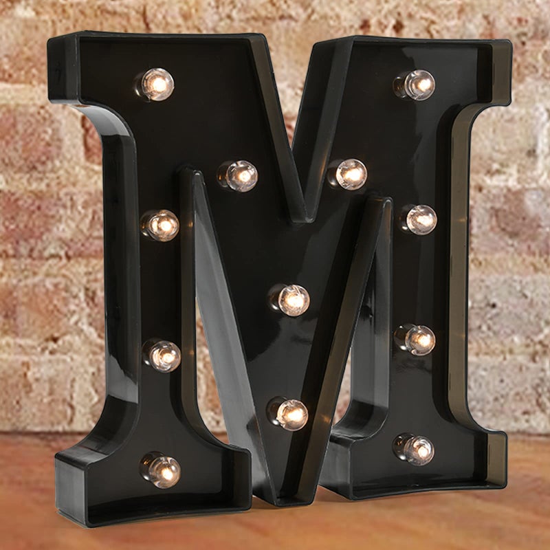 Pooqla Decorative LED Illuminated Letter Marquee Sign - Alphabet Marquee Letters with Lights For Wedding Birthday Party Christmas Night Light Lamp Home Bar Decoration M, Black - Image 1
